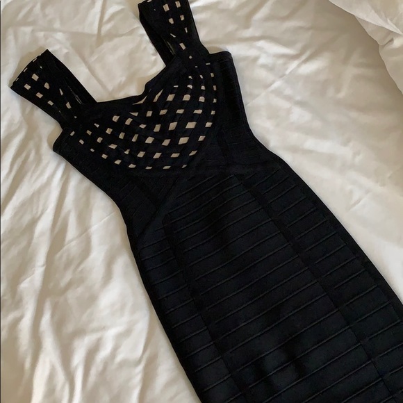 Herve Leger Sweetheart Black Bandage Dress - Picture 4 of 7